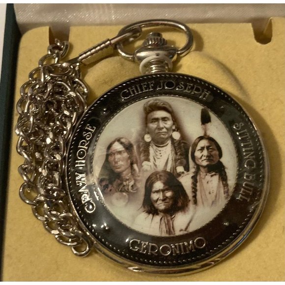 Vintage Metal Pocket Watch, Founding Fathers, Native, Clock, Time Piece, - Picture 3 of 5